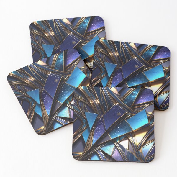 Item preview, Celestial Geometric Mosaic with Gold Fluid Accents designed and sold by Remix Vision.