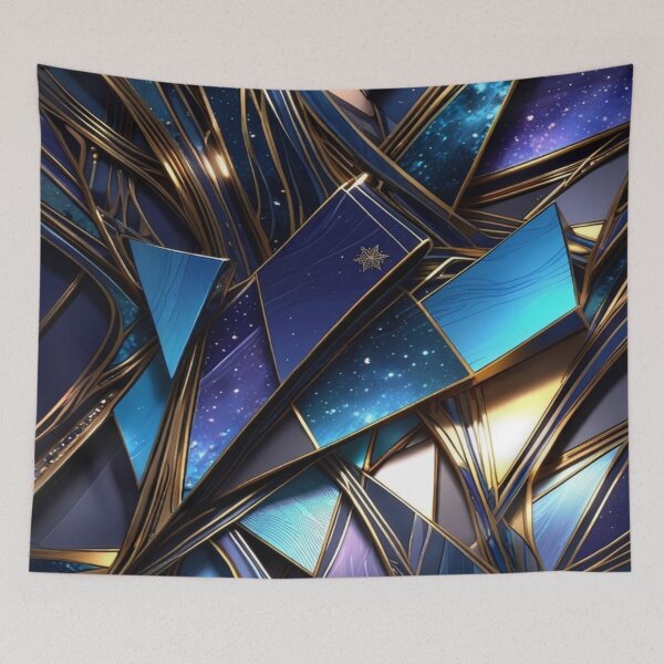Item preview, Celestial Geometric Mosaic with Gold Fluid Accents designed and sold by Remix Vision.