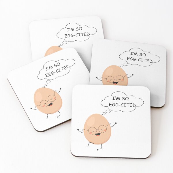 Item preview, I’m So Egg-Cited Funny Egg Pun Design – Cute Cartoon Egg Illustration designed and sold by DearPrint.