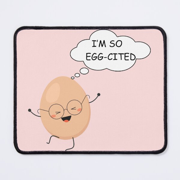 Item preview, I’m So Egg-Cited Funny Egg Pun Design – Cute Cartoon Egg Illustration designed and sold by DearPrint.