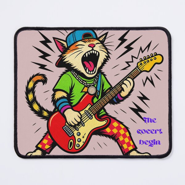 Item preview, CAT "Rockstar – The Concert Begins Guitar Graphic” designed and sold by Vibe Candy studio..
