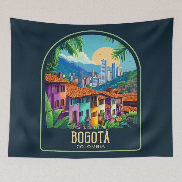 Item preview, Bogotá Vintage Travel Illustration designed and sold by HomeLivingCo.