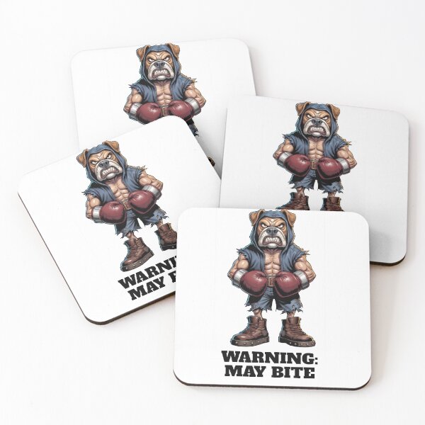 Item preview, Warning May Bite Boxing Bulldog - Funny Fighter Dog Mascot Design designed and sold by FightModeStudio.