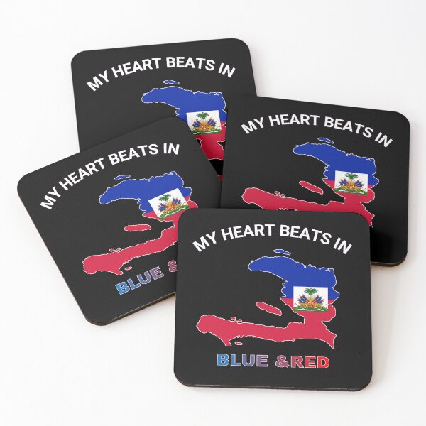 Item preview, Haiti Pride Emblem - My Heart Beats in Blue and Red designed and sold by FancifulDesign.
