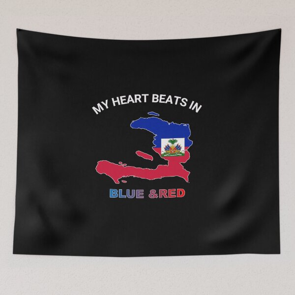 Item preview, Haiti Pride Emblem - My Heart Beats in Blue and Red designed and sold by FancifulDesign.