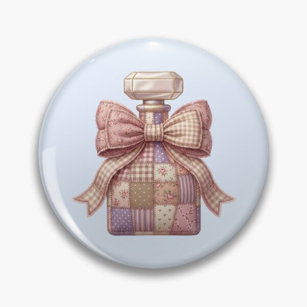 Item preview, Patchwork Perfume Bottle Quilted Pink Coquette Girly Art designed and sold by BVDigitalArt.