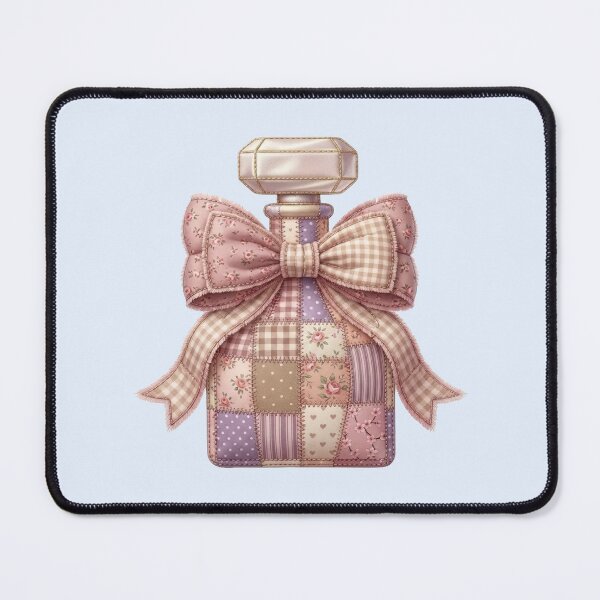 Item preview, Patchwork Perfume Bottle Quilted Pink Coquette Girly Art designed and sold by BVDigitalArt.