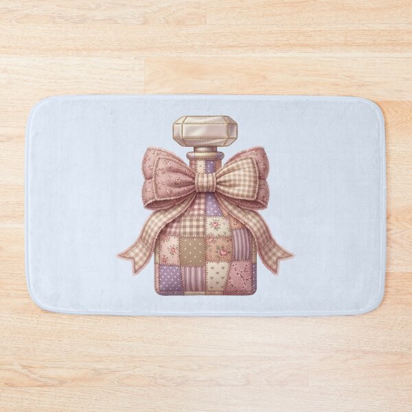 Item preview, Patchwork Perfume Bottle Quilted Pink Coquette Girly Art designed and sold by BVDigitalArt.