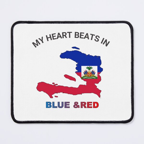 Item preview, Haiti Pride Emblem - My Heart Beats in Blue and Red designed and sold by FancifulDesign.
