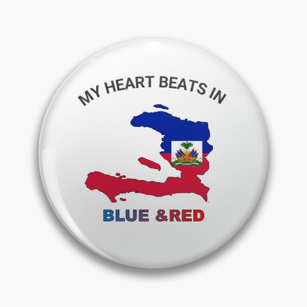 Item preview, Haiti Pride Emblem - My Heart Beats in Blue and Red designed and sold by FancifulDesign.