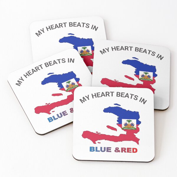 Item preview, Haiti Pride Emblem - My Heart Beats in Blue and Red designed and sold by FancifulDesign.
