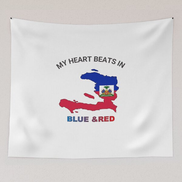 Item preview, Haiti Pride Emblem - My Heart Beats in Blue and Red designed and sold by FancifulDesign.