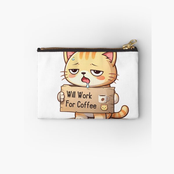 Item preview, Will Work for Coffee ☕? | Burnout Cat Meme for Tired Workers & Coffee Lovers designed and sold by Kawaii Cosmos Cats.
