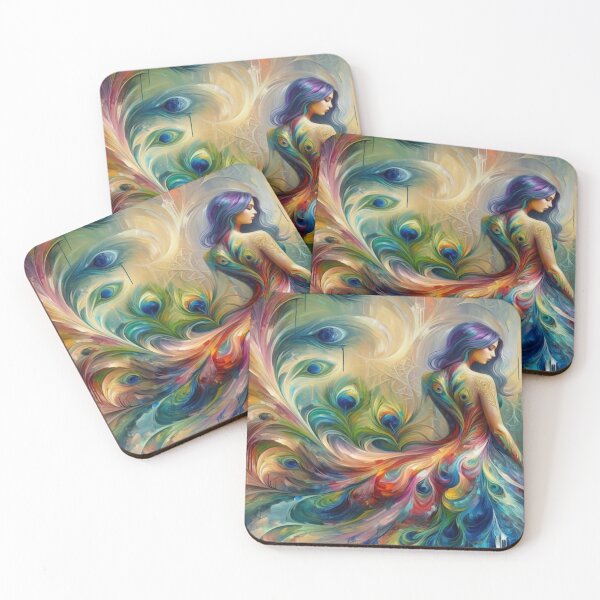 Item preview, Ethereal Peacock Goddess Abstract Oil Painting designed and sold by Remix Vision.