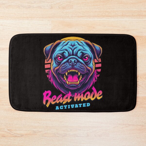 Item preview, Pug Beast Mode Activated – Neon Cyberpunk Dog Design designed and sold by PixelsPaws.