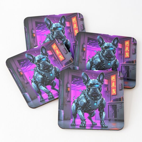 Item preview, Neon Cyberpunk french bulldog - Futuristic Techwear Pet Art designed and sold by TS68.