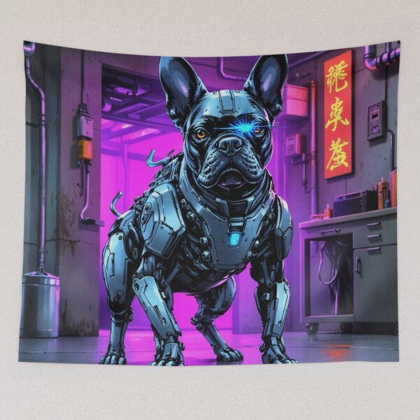 Item preview, Neon Cyberpunk french bulldog - Futuristic Techwear Pet Art designed and sold by TS68.