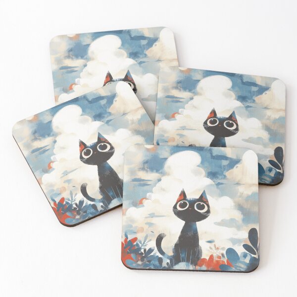 Item preview, Dreamy Black Cat Under Clouds designed and sold by Dusk Atelier.