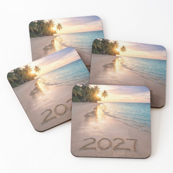 Item preview, Tropical Beach with New Year 2027 in Sand designed and sold by Maria Dryfhout.