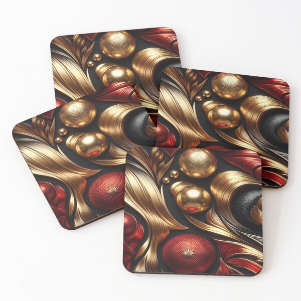 Item preview, Luxury 3D Golden Spheres & Red Silk Ornate Abstract designed and sold by Remix Vision.