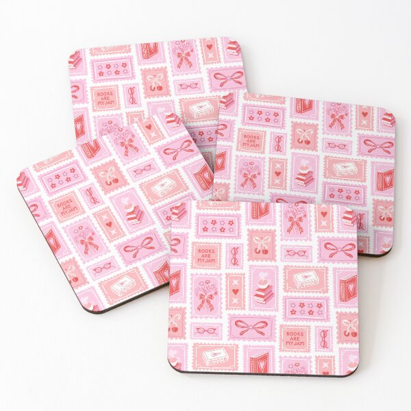 Item preview, Book lover stamp pattern in soft pink, blush, red designed and sold by Miss-Belle.
