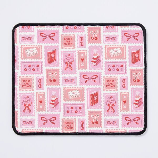 Item preview, Book lover stamp pattern in soft pink, blush, red designed and sold by Miss-Belle.