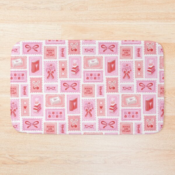 Item preview, Book lover stamp pattern in soft pink, blush, red designed and sold by Miss-Belle.