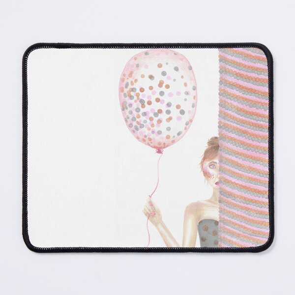 Item preview, dot party girl in pink grey and brown designed and sold by ShePaintsMusic.