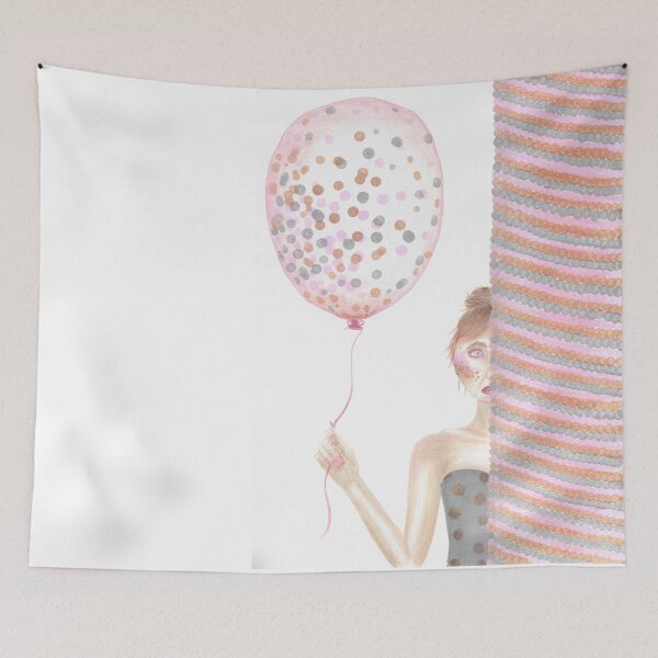 Item preview, dot party girl in pink grey and brown designed and sold by ShePaintsMusic.