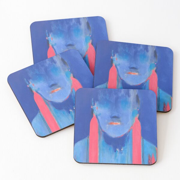 Item preview, Blue Portrait with Red Earrings – Bijouterie Series designed and sold by Gela Mikava.