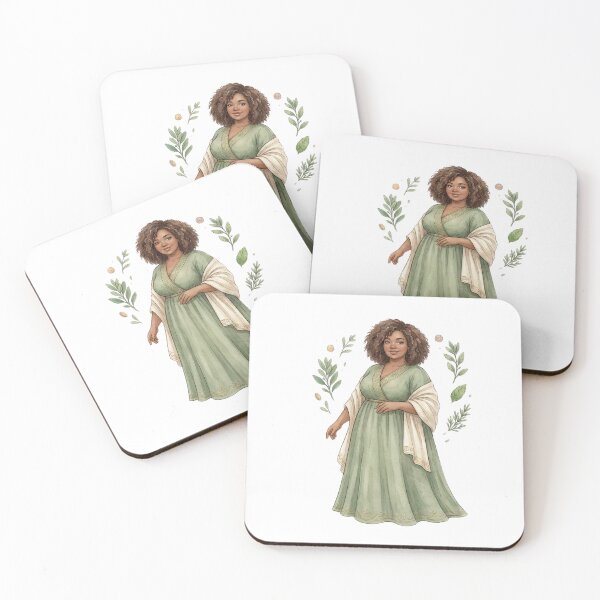 Artikelvorschau, Curly Abundance Goddess in Sage Green Cottagecore Watercolor Art entworfen und verkauft von SirensSageStone.