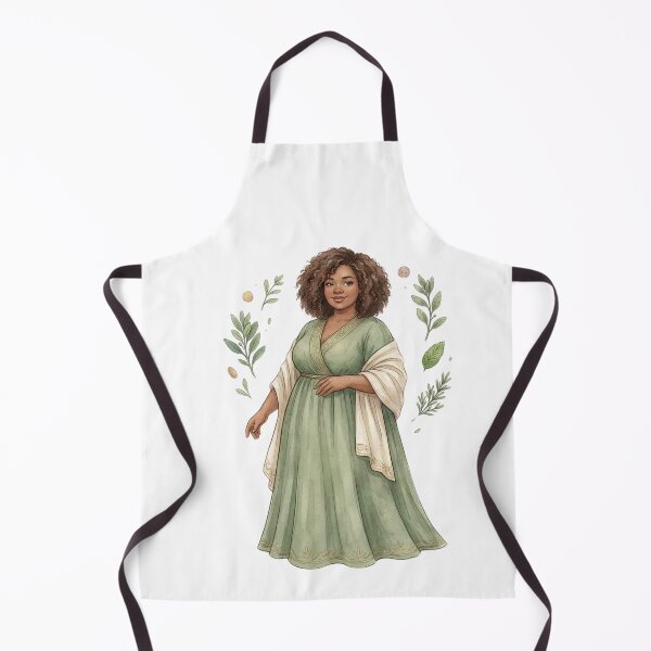 Artikelvorschau, Curly Abundance Goddess in Sage Green Cottagecore Watercolor Art entworfen und verkauft von SirensSageStone.
