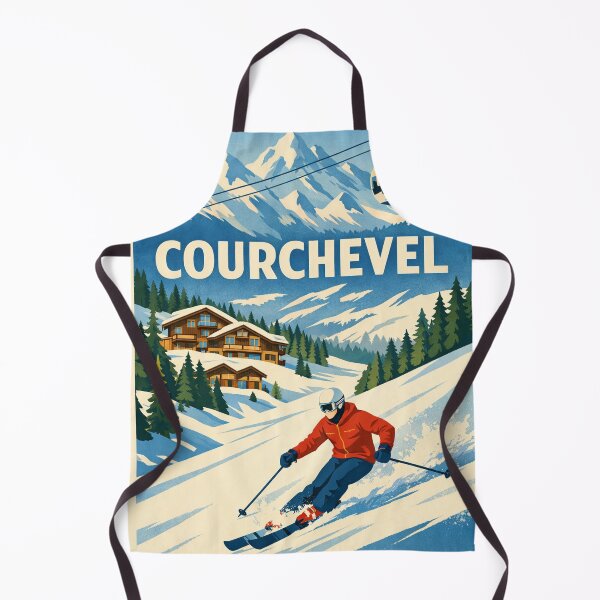 Item preview, Courchevel Vintage Ski Travel Poster – French Alps Retro Winter Illustration designed and sold by supernova-tees.