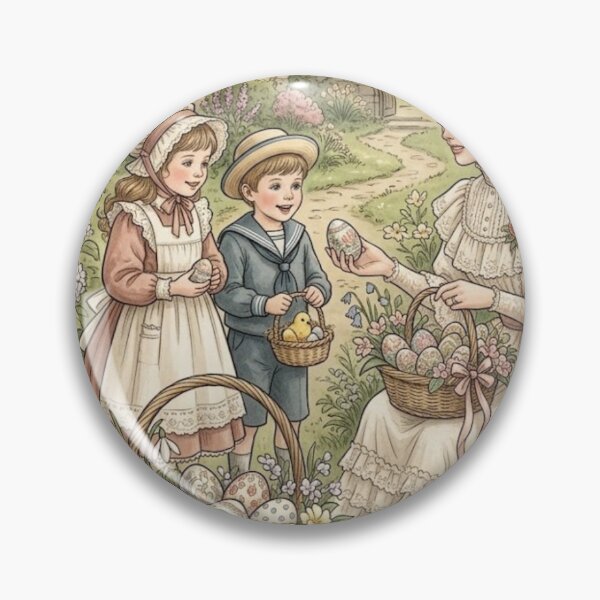 Item preview, Vintage Easter Egg Hunt Cottagecore Family Illustration designed and sold by MAGICKEY2024.