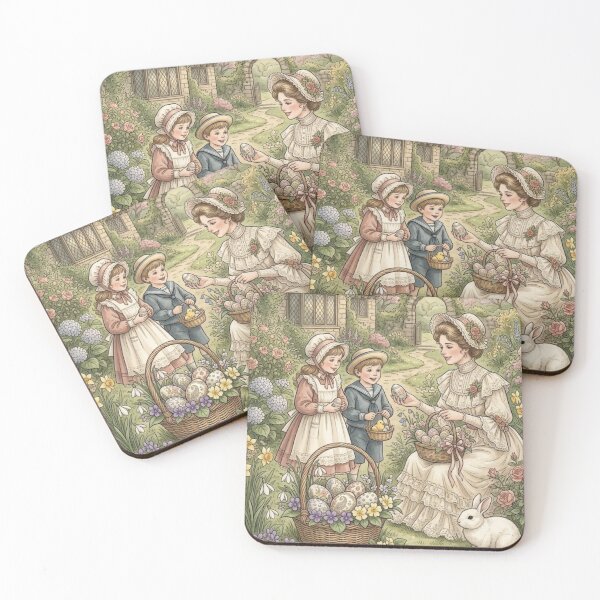 Item preview, Vintage Easter Egg Hunt Cottagecore Family Illustration designed and sold by MAGICKEY2024.