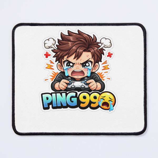 Item preview, Ping 999 Crying Gamer Sticker – Funny Gaming Lag Meme Cute Chibi Gamer Rage Sticker designed and sold by Sidra digital art 8277237.