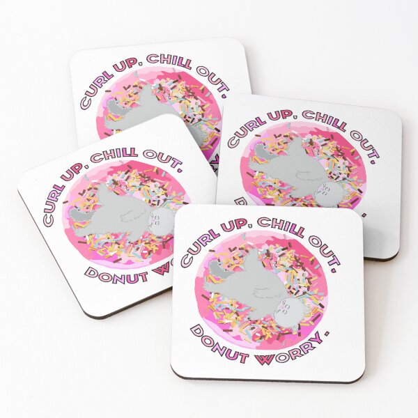 Item preview, Pink Donut Chill – Curl Up, Chill Out, Donut Worry Cat Art designed and sold by MidModMagic.