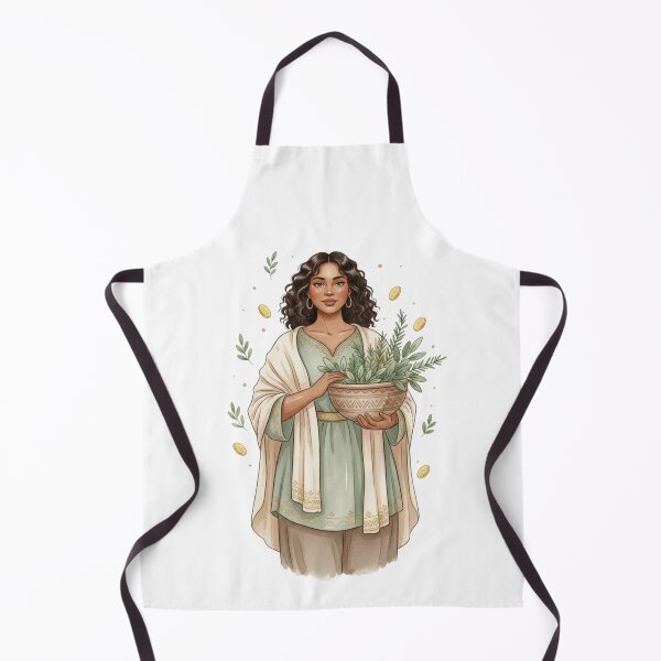 Item preview, Herbal Abundance Goddess Holding Botanicals Cottagecore Watercolor Art designed and sold by SirensSageStone.