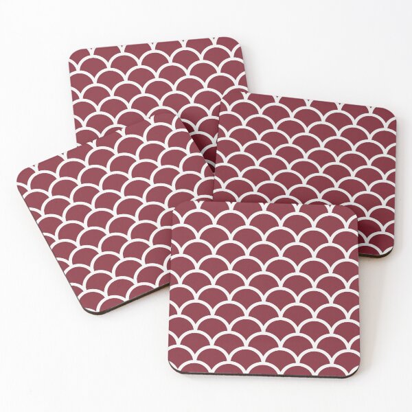 Item preview, Red And White Mermaid Scales Pattern designed and sold by pattern-archive.