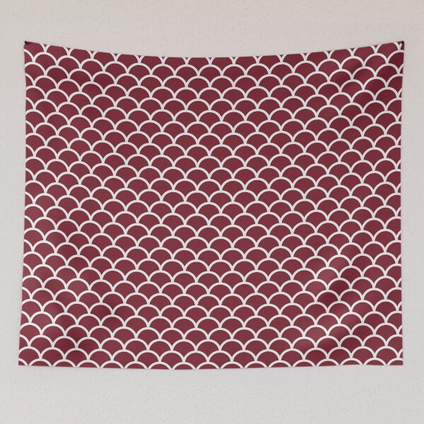 Item preview, Red And White Mermaid Scales Pattern designed and sold by pattern-archive.