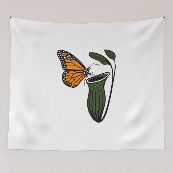 Item preview, Pitcher Plant and Butterfly – Carnivorous Plant Nature Illustration designed and sold by ArcticFoxStudio.