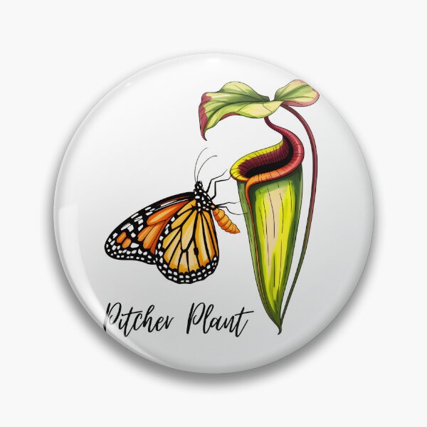 Item preview, Carnivorous Pitcher Plant with Butterfly – Exotic Botanical Illustration designed and sold by ArcticFoxStudio.