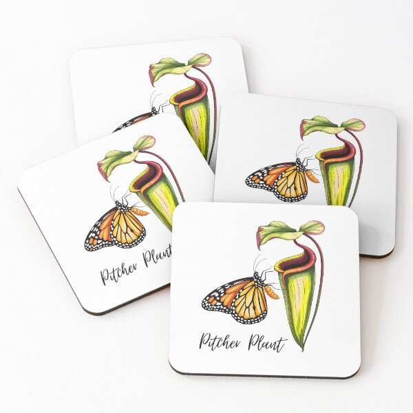 Item preview, Carnivorous Pitcher Plant with Butterfly – Exotic Botanical Illustration designed and sold by ArcticFoxStudio.