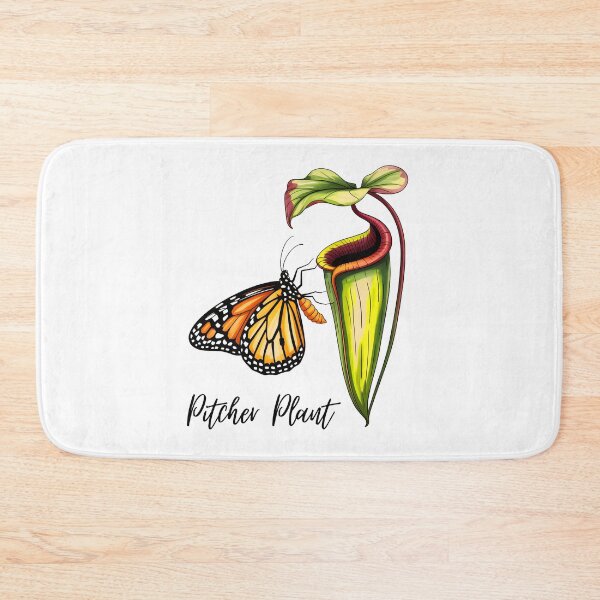 Item preview, Carnivorous Pitcher Plant with Butterfly – Exotic Botanical Illustration designed and sold by ArcticFoxStudio.