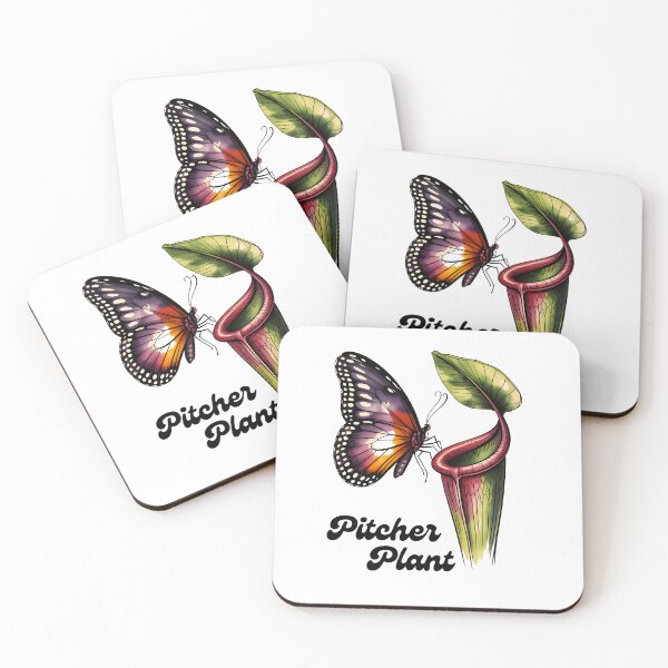 Item preview, Colorful Pitcher Plant and Butterfly – Carnivorous Plant Botanical Art designed and sold by ArcticFoxStudio.