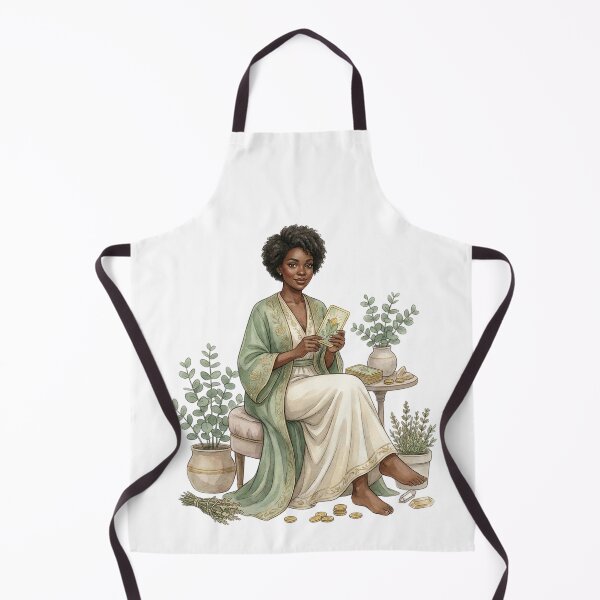 Item preview, Tarot Reading Abundance Goddess with Eucalyptus and Coins Watercolor Art designed and sold by SirensSageStone.