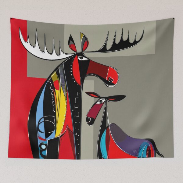 Item preview, Woodland Style Moose Spirit — Traditional Anishinaabe Inspired Contemporary Art designed and sold by dawnleblanc55.