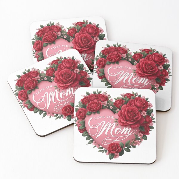Item preview, Victorian Rose Heart Love You Mom Floral Illustration designed and sold by Golden Threads Studio.