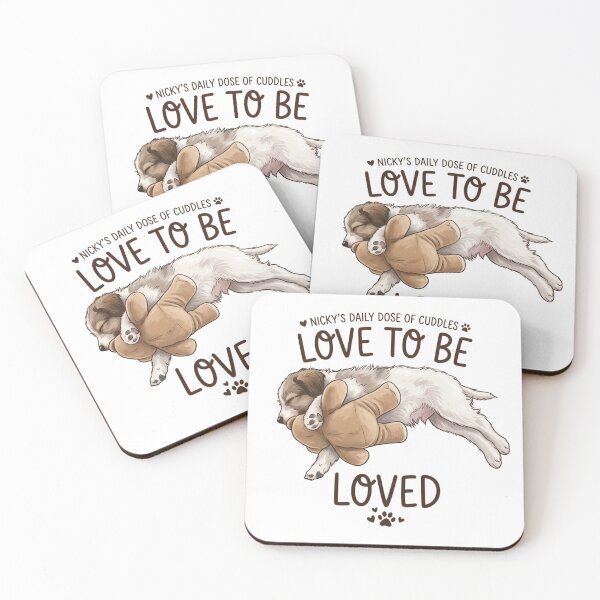 Item preview, Cute Nicky Dog Holding Teddy Bear Love to be Loved Sticker designed and sold by Andreza NativeHue Oficial.