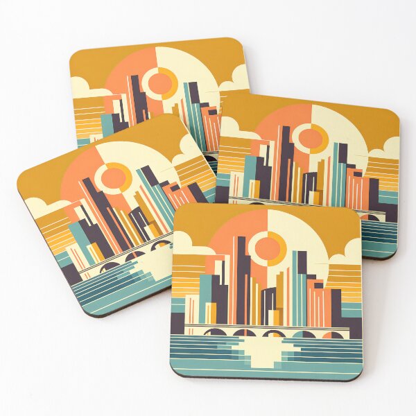Item preview, Geometric Sunset Cityscape designed and sold by InkSmithery.